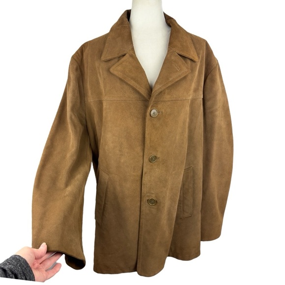 J Crew Vintage Heavy Duty Suede Leather Hunting Brown Jacket Thinsulate Large - Picture 4 of 15